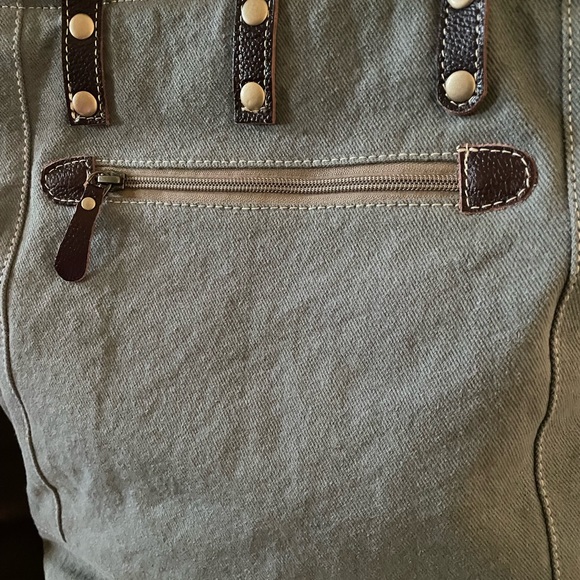 Myra Leather and Fabric Superstar Tote Bag NWT 16 X 16 - Picture 3 of 15